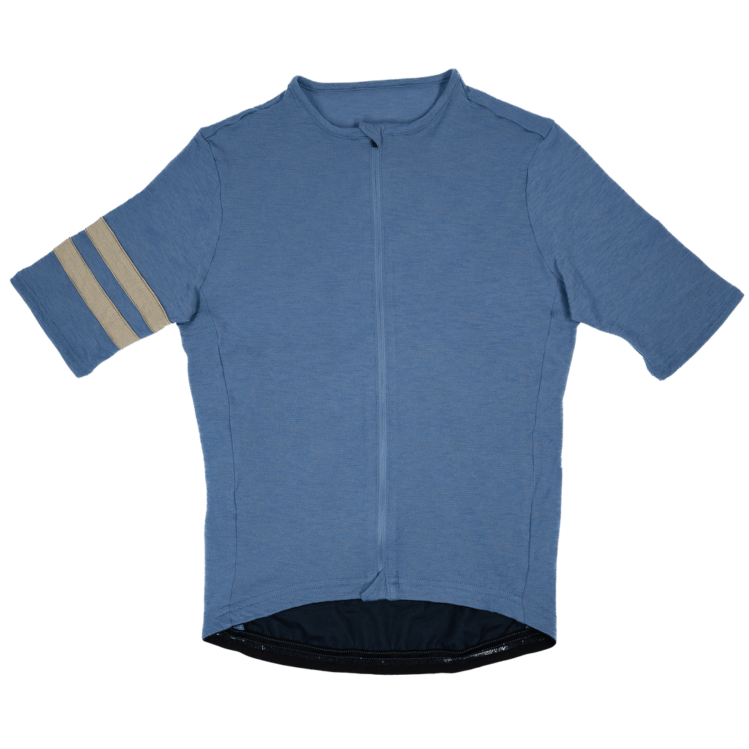 Summer Wool Short Sleeve Cycling Jersey - Faded Blue - Pinebury