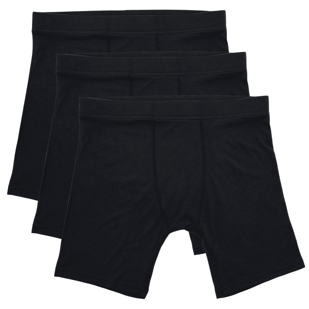 Merino Wool Boxer Briefs Three-Pack (Black) - Pinebury
