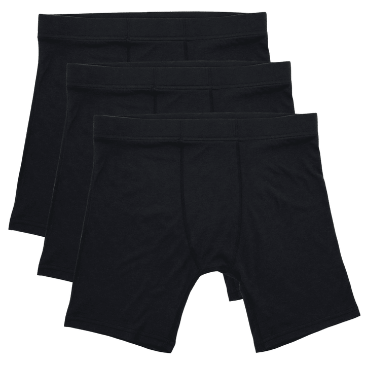 Merino Wool Boxer Briefs Three-Pack (Black) - Pinebury