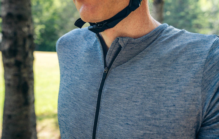Summer Wool Short Sleeve Cycling Jersey - Steel Blue - Pinebury