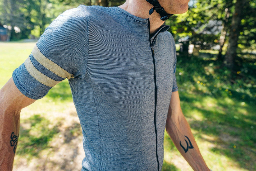 Summer Wool Short Sleeve Cycling Jersey - Steel Blue - Pinebury
