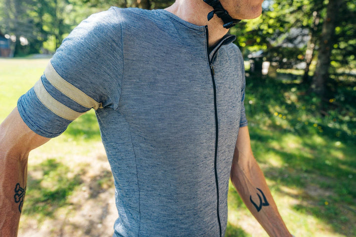 Summer Wool Short Sleeve Cycling Jersey - Steel Blue - Pinebury