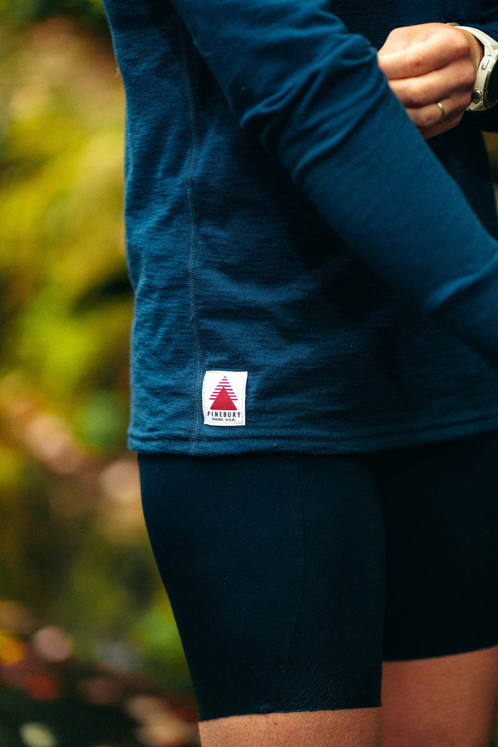 Every-Season Long Sleeve Merino Wool Pocket Tee - Atlantic Blue - Pinebury