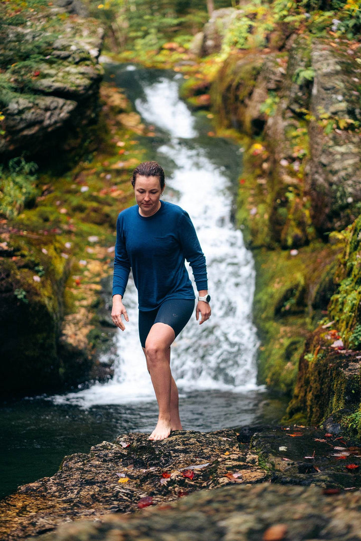 Every-Season Long Sleeve Merino Wool Pocket Tee - Atlantic Blue - Pinebury