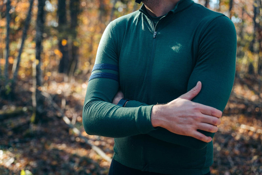 Every-Season Long Sleeve Merino Wool Cycling Jersey - Pine - Pinebury