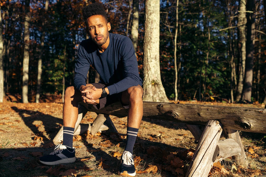 Every-Season Long Sleeve Merino Wool Tee - Atlantic Blue - Pinebury