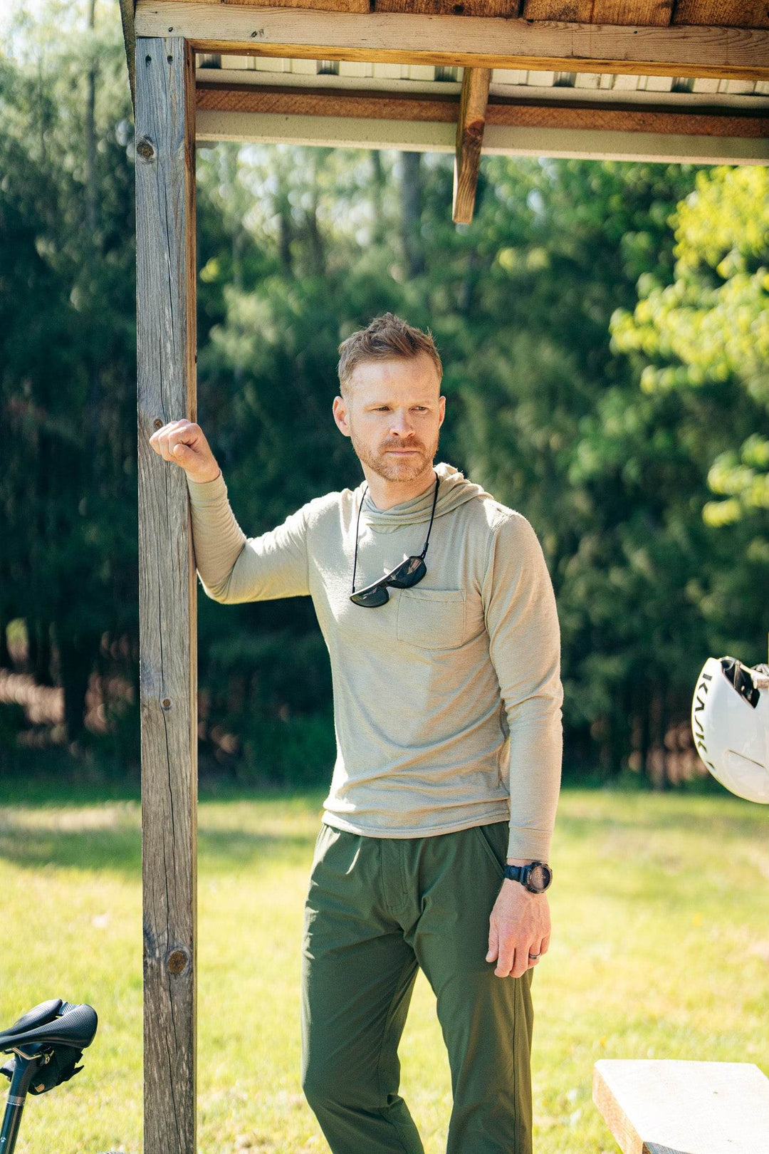 Summer Wool Hoodie Sun Shirt - Khaki - Pinebury