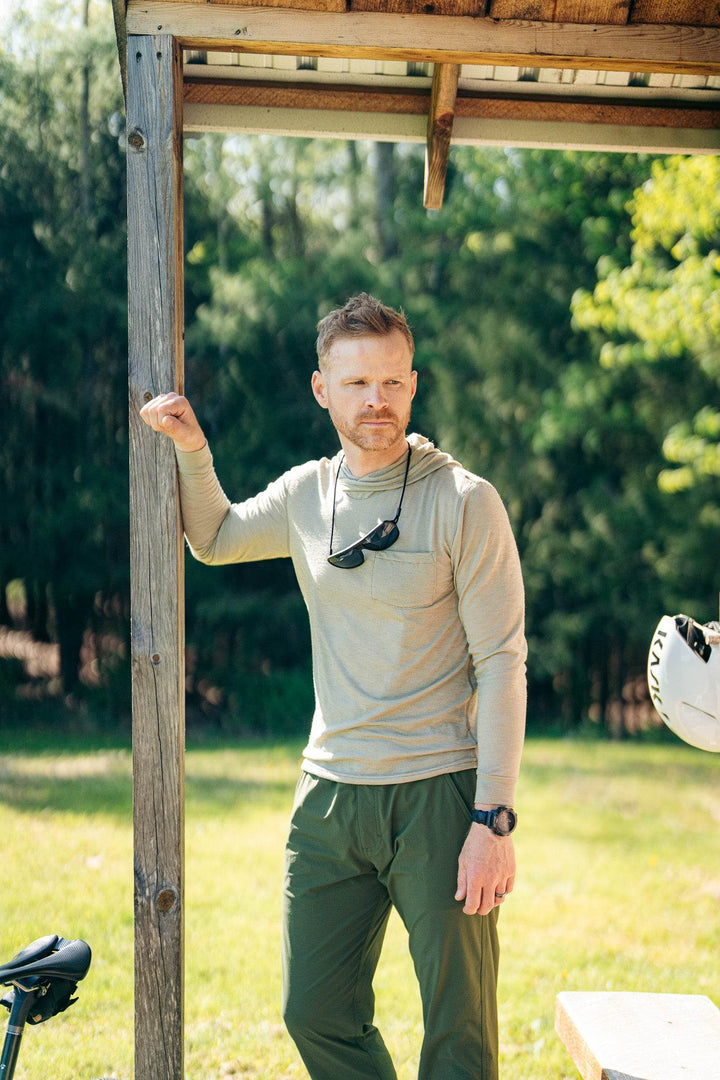 Summer Wool Hoodie Sun Shirt - Khaki - Pinebury