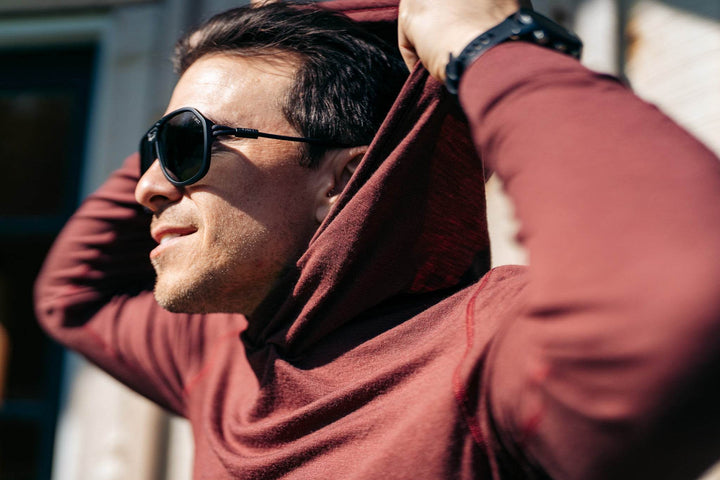 All Season Merino Wool Hoodie - Brick Red - Pinebury