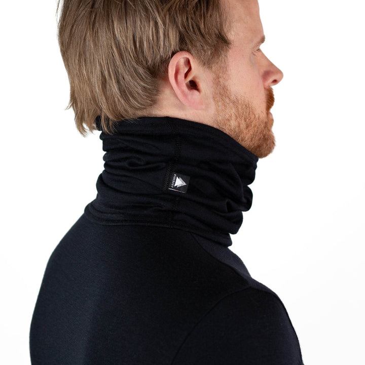 Lightweight Merino Wool Neck Warmer - Black - Pinebury