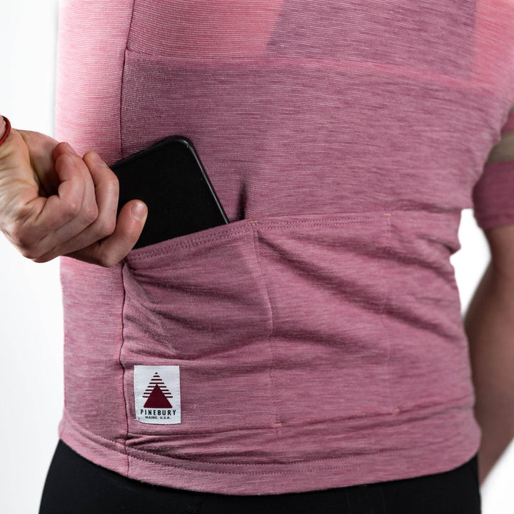 Summer Wool Short Sleeve Cycling Jersey - Rose - Pinebury
