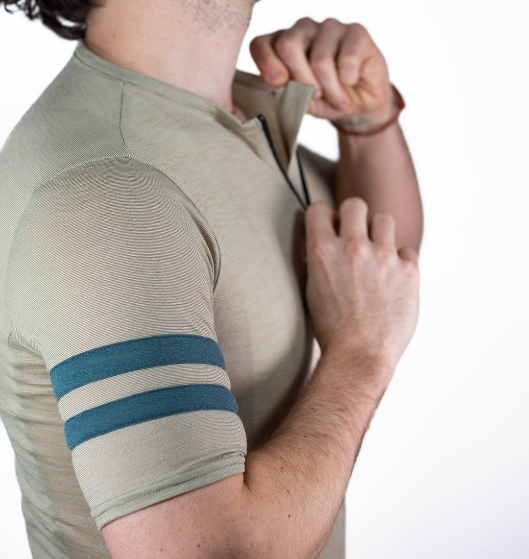Summer Wool Short Sleeve Cycling Jersey - Khaki - Pinebury