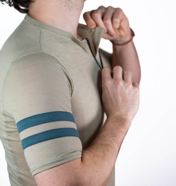Summer Wool Short Sleeve Cycling Jersey - Khaki - Pinebury