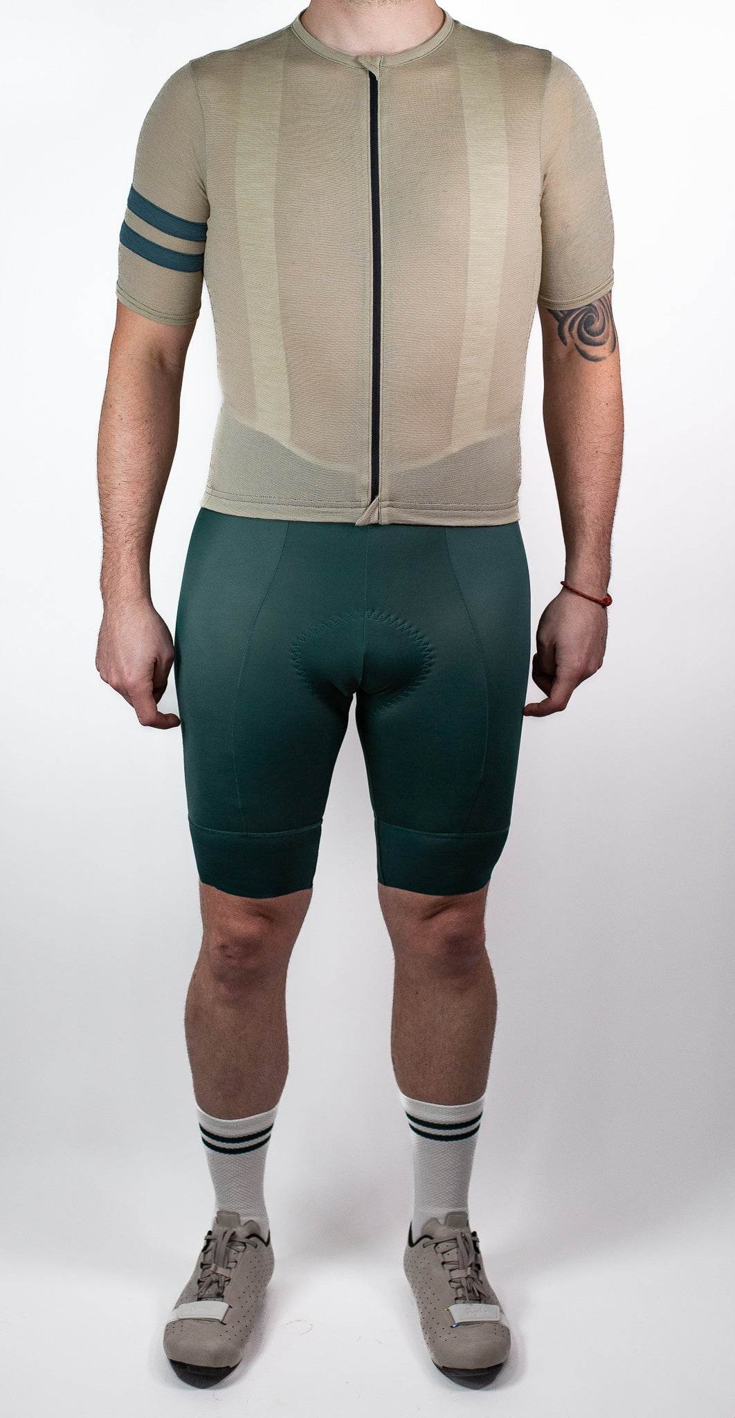 Summer Wool Short Sleeve Cycling Jersey - Khaki - Pinebury