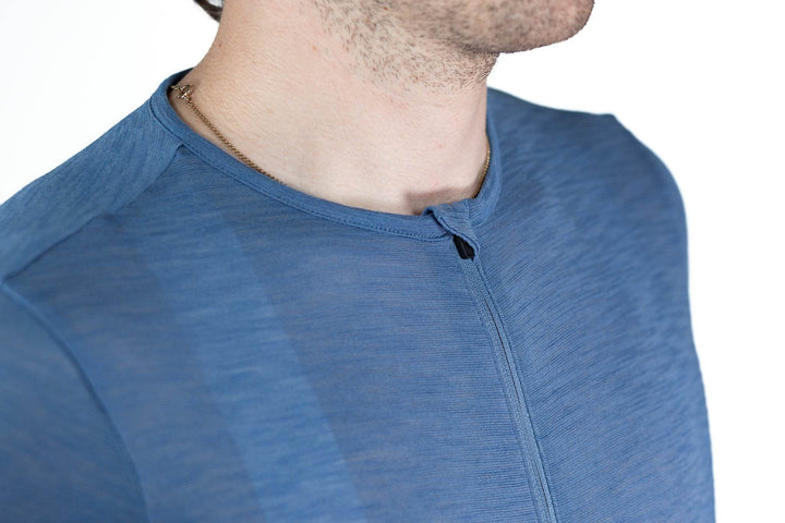 Summer Wool Short Sleeve Cycling Jersey - Faded Blue - Pinebury