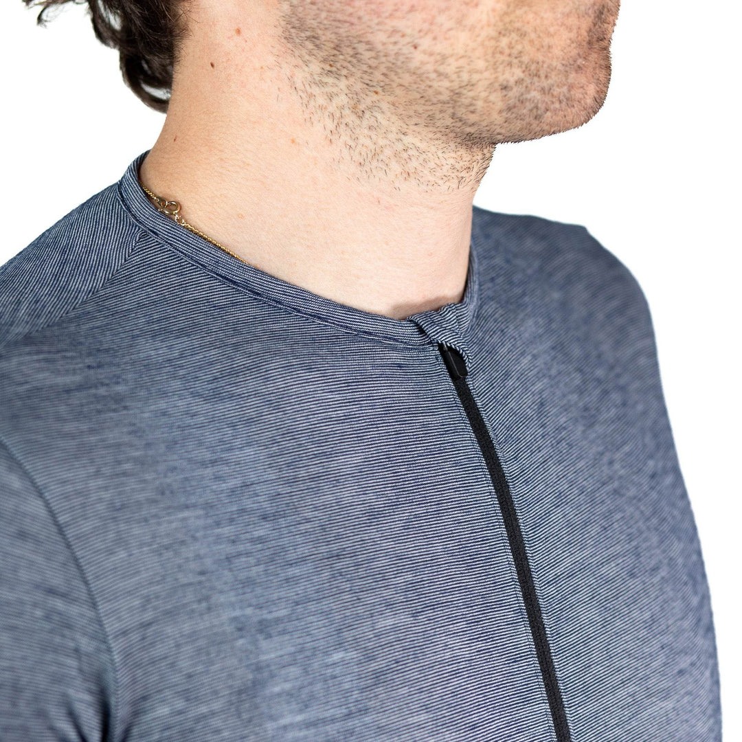 Summer Wool Short Sleeve Cycling Jersey - Steel Blue - Pinebury