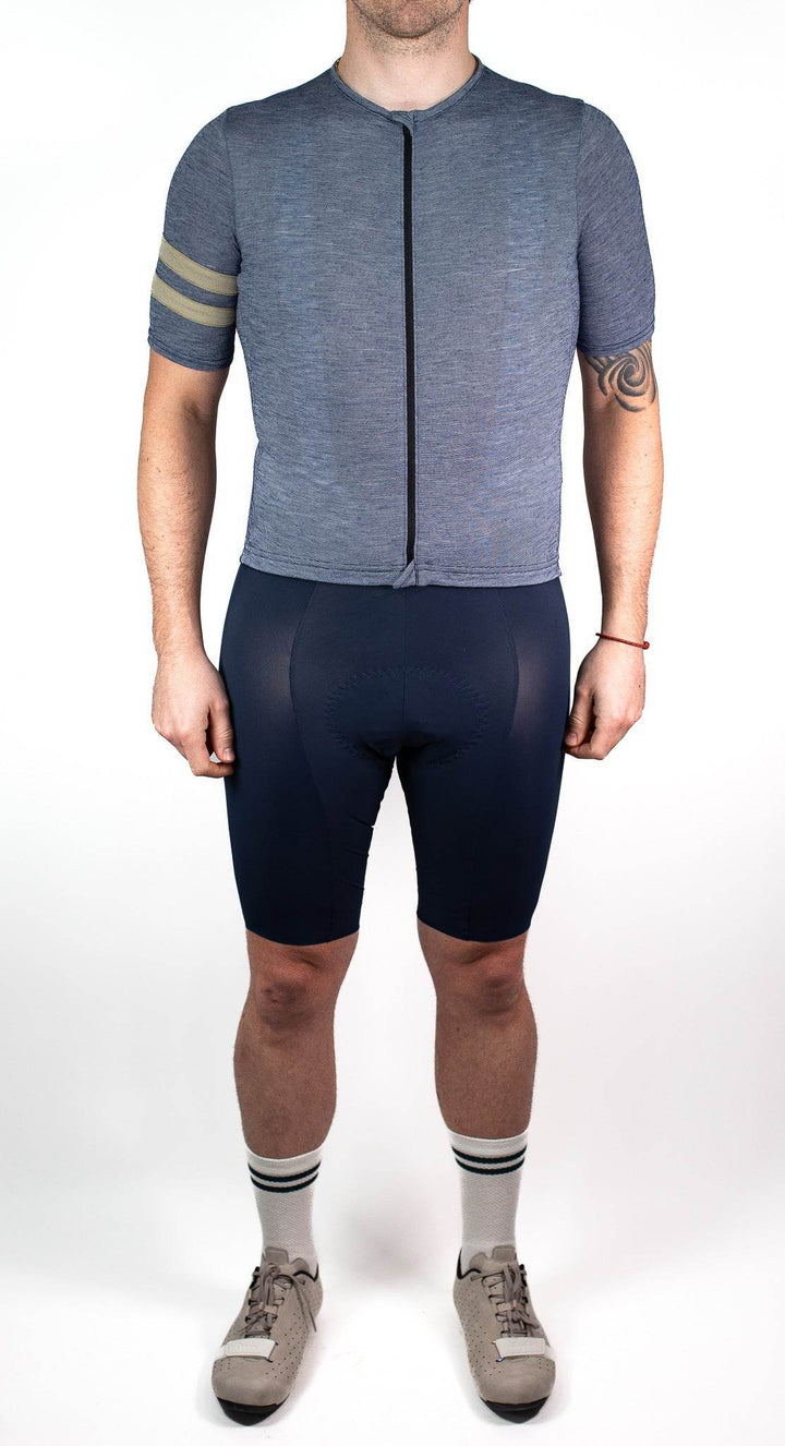 Summer Wool Short Sleeve Cycling Jersey - Steel Blue - Pinebury