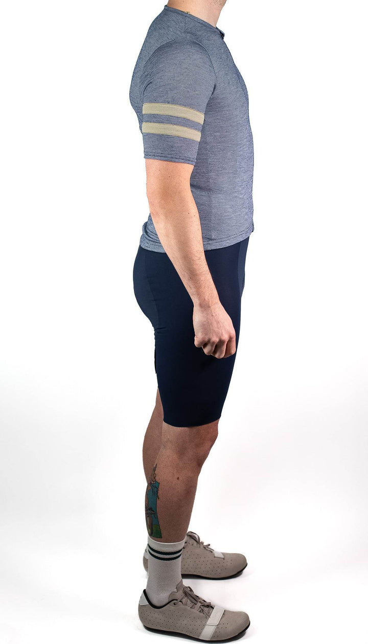 Summer Wool Short Sleeve Cycling Jersey - Steel Blue - Pinebury