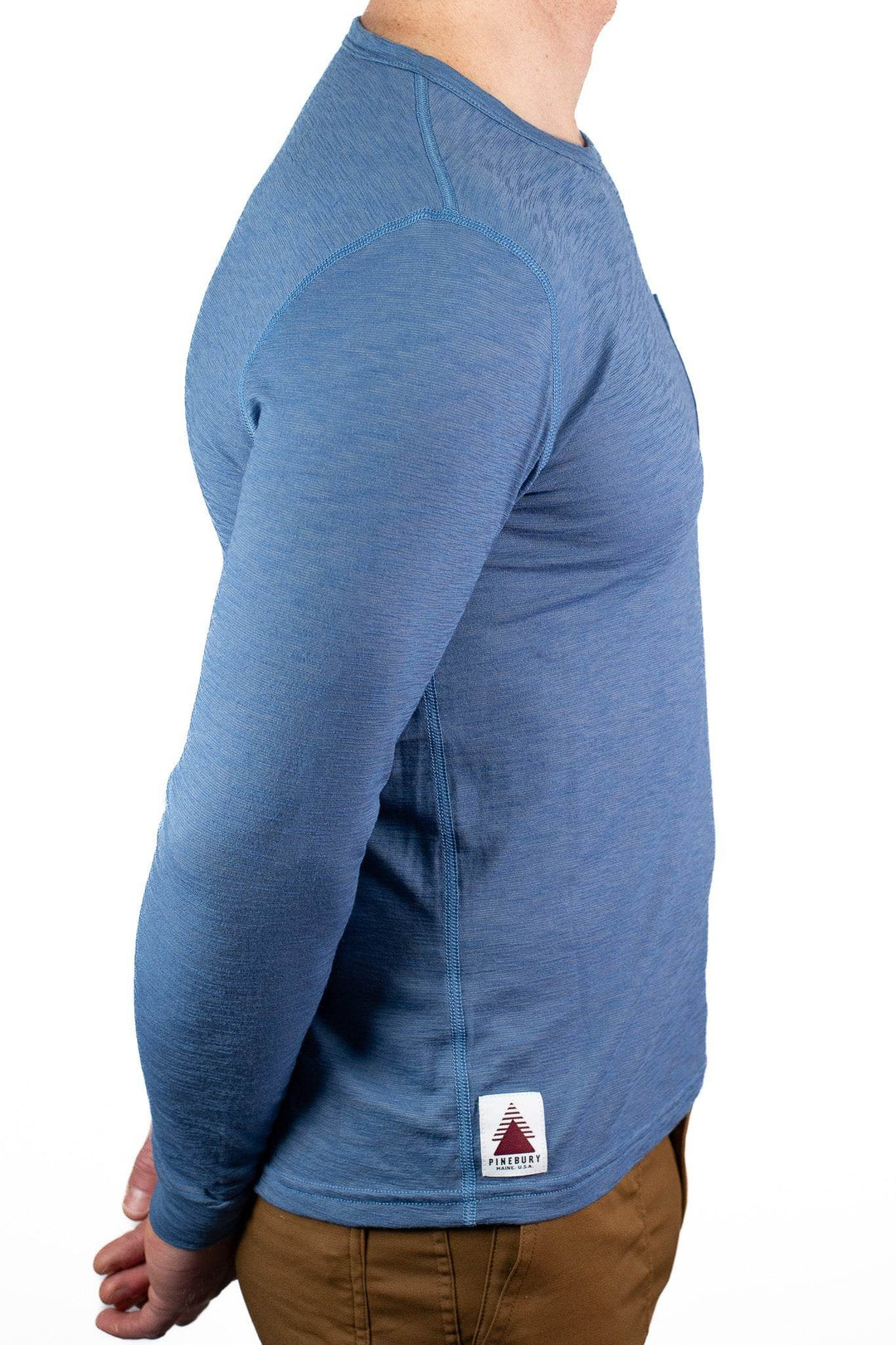 Summer Wool Long Sleeve Merino Wool Tee - Faded Blue - Pinebury