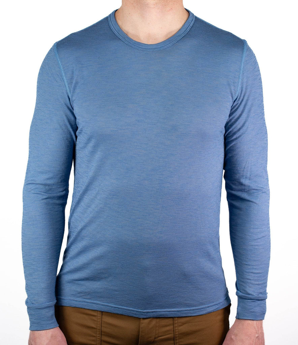 Summer Wool Long Sleeve Merino Wool Tee - Faded Blue - Pinebury