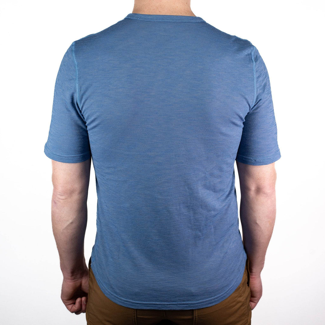 Summer Wool Short Sleeve Merino Wool Pocket Tee - Faded Blue - Pinebury