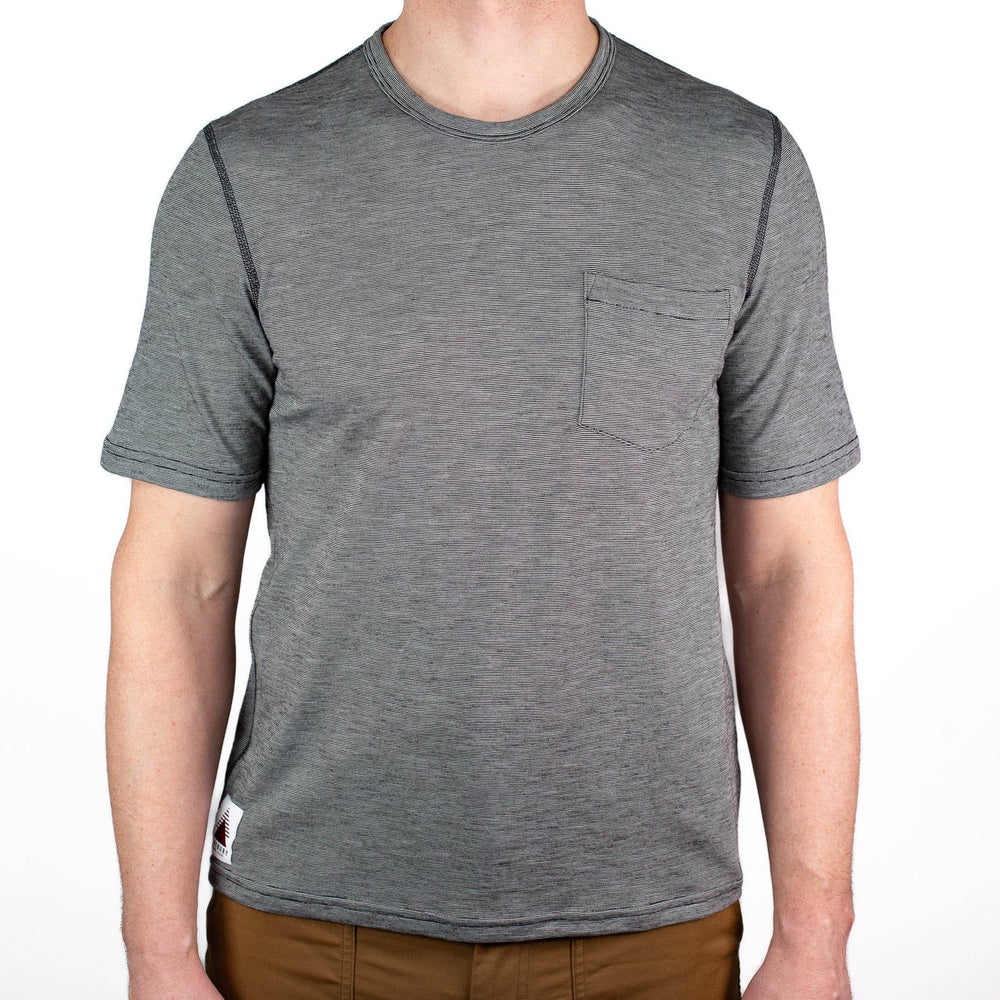 Summer Wool Short Sleeve Merino Wool Pocket Tee - Gray Stone - Pinebury