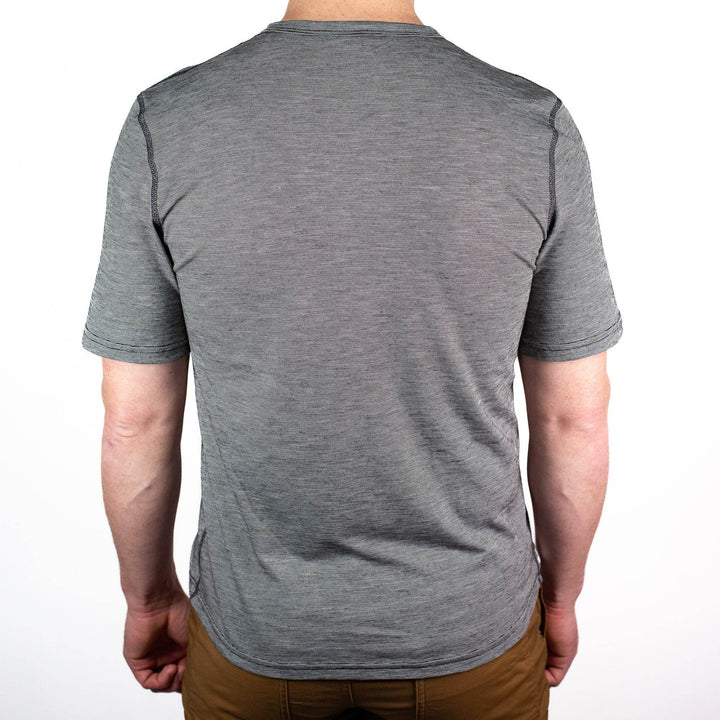 Summer Wool Short Sleeve Merino Wool Pocket Tee - Gray Stone - Pinebury