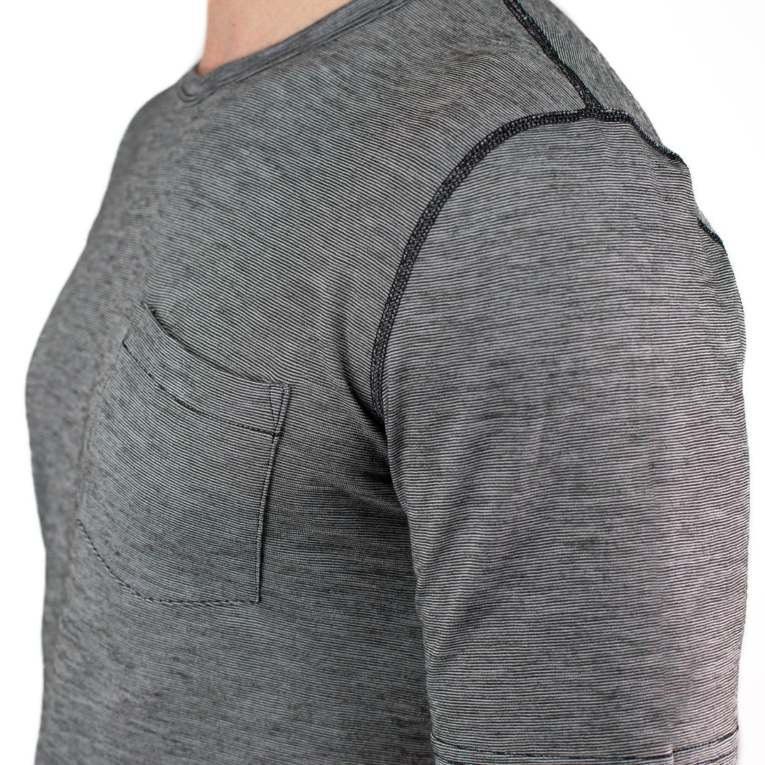 Summer Wool Short Sleeve Merino Wool Pocket Tee - Gray Stone - Pinebury