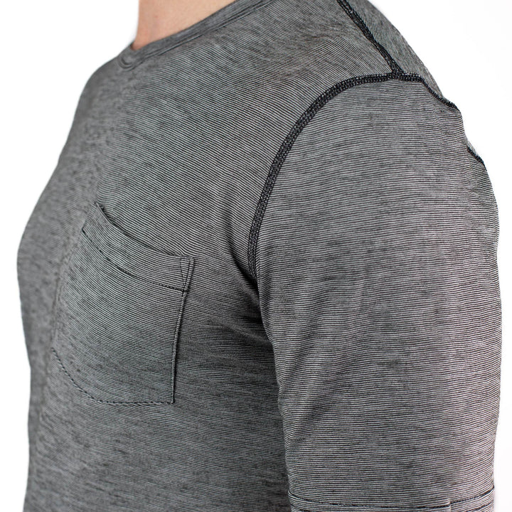 Summer Wool Short Sleeve Merino Wool Pocket Tee - Gray Stone - Pinebury