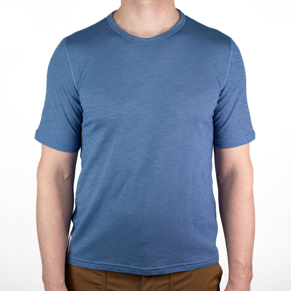 Summer Wool Short Sleeve Merino Wool Tee - Faded Blue - Pinebury