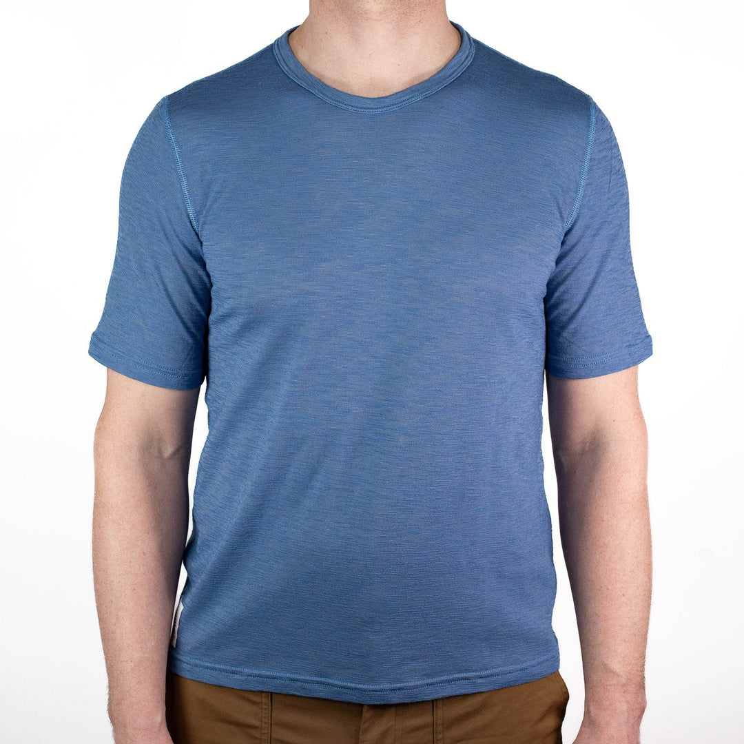 Summer Wool Short Sleeve Merino Wool Tee - Faded Blue - Pinebury