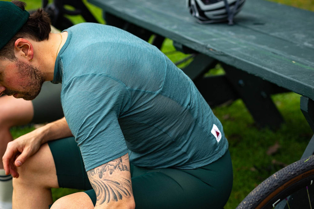 Summer Wool Short Sleeve Cycling Jersey - Silver Pine - Pinebury