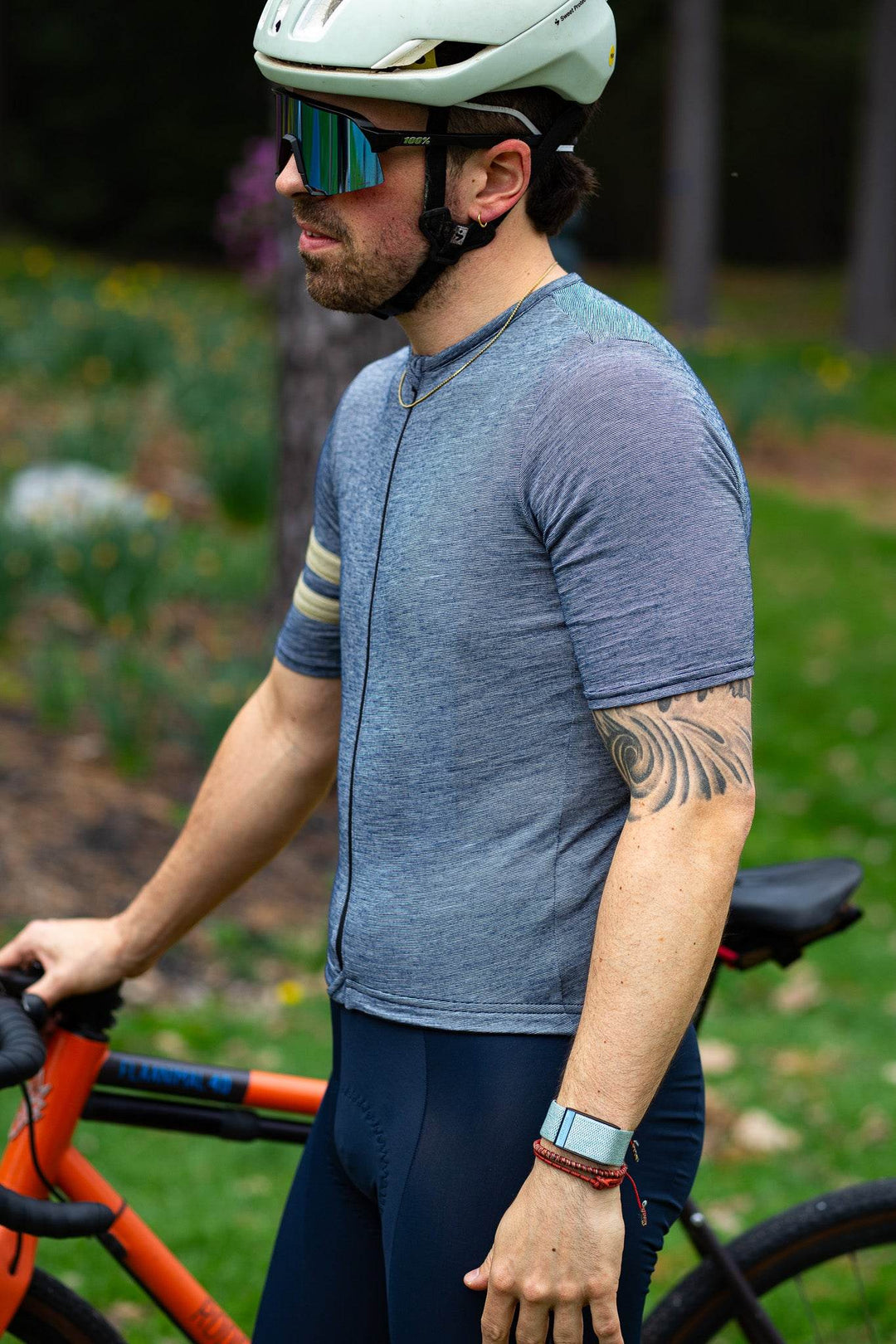 Summer Wool Short Sleeve Cycling Jersey - Steel Blue - Pinebury