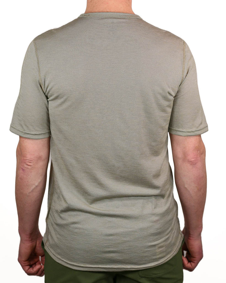 Summer Wool Short Sleeve Merino Wool Pocket Tee - Khaki - Pinebury