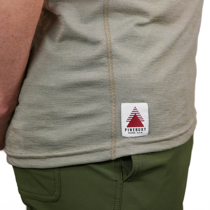 Summer Wool Short Sleeve Merino Wool Pocket Tee - Khaki - Pinebury