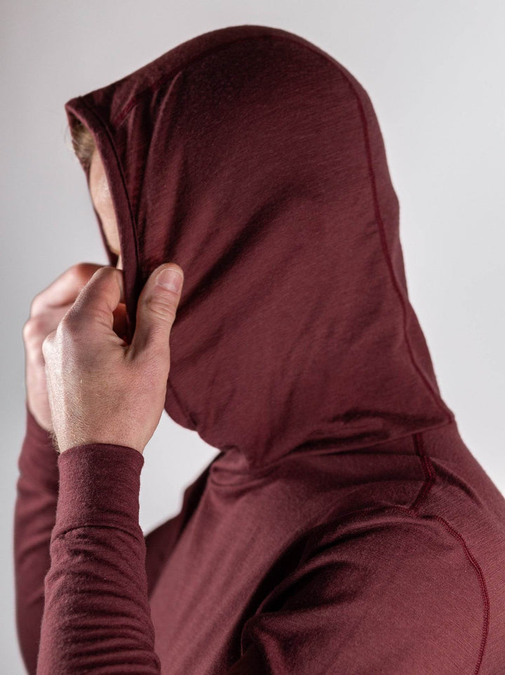 All Season Merino Wool Hoodie - Brick Red - Pinebury