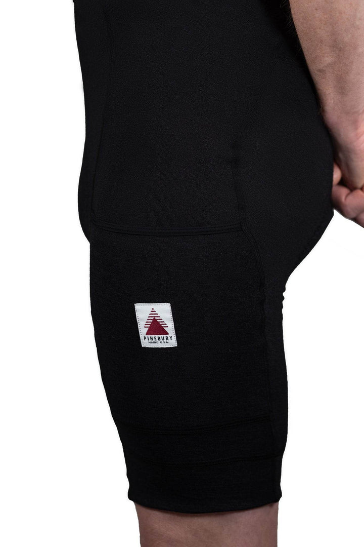 The Merino Wool Cargo Bib Shorts - Black - Pinebury