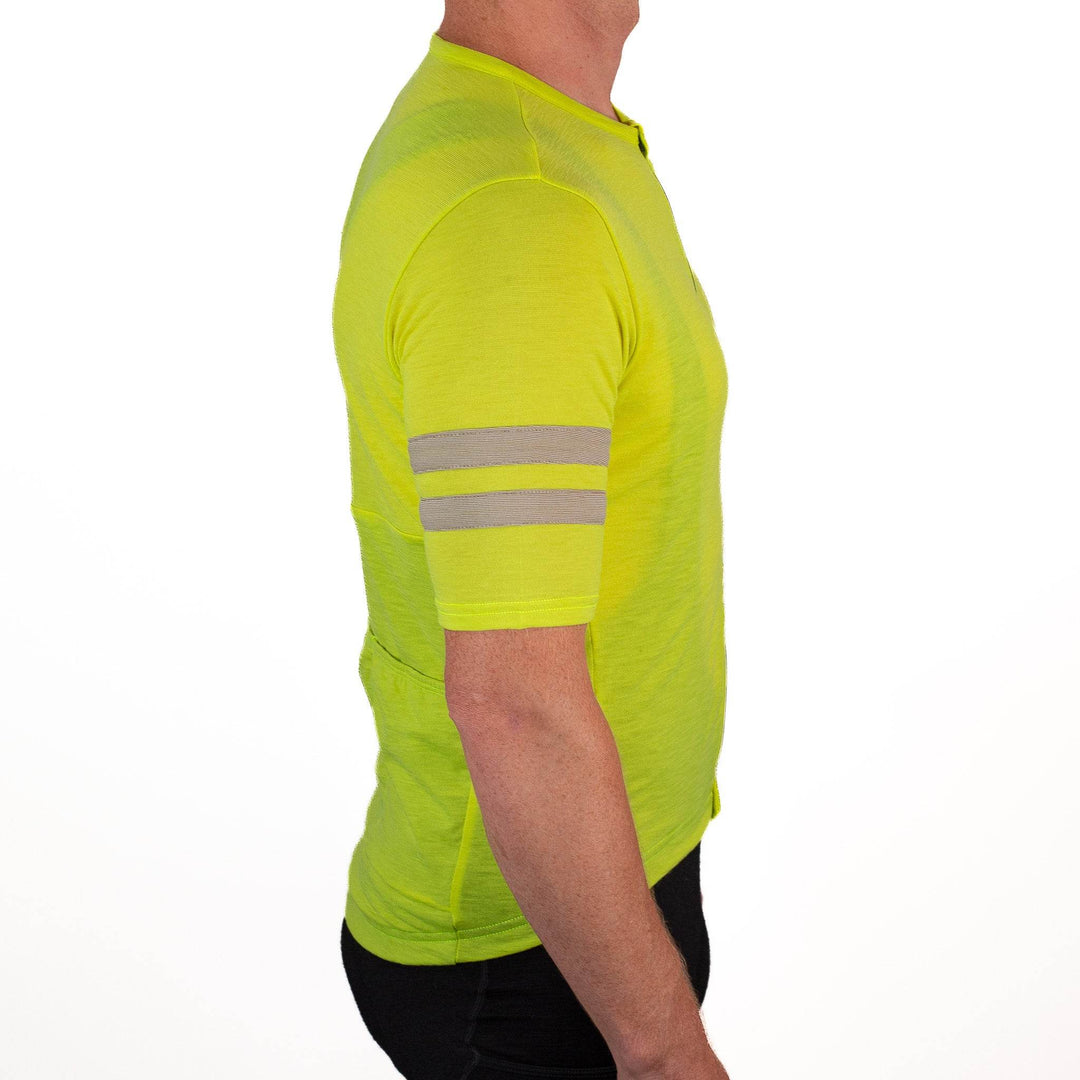 Summer Wool Short Sleeve Cycling Jersey - Lime - Pinebury