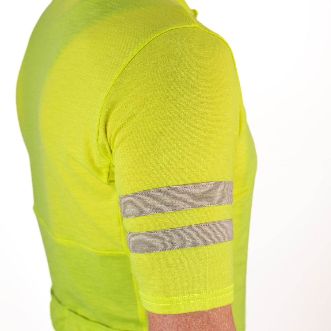 Summer Wool Short Sleeve Cycling Jersey - Lime - Pinebury