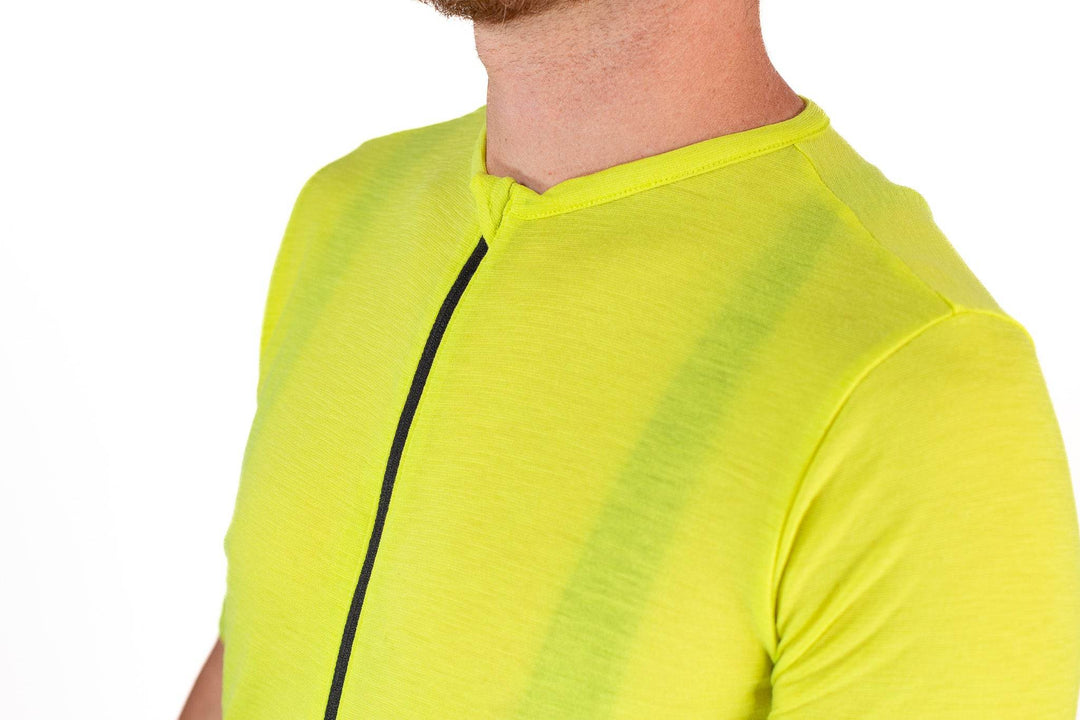 Summer Wool Short Sleeve Cycling Jersey - Lime - Pinebury
