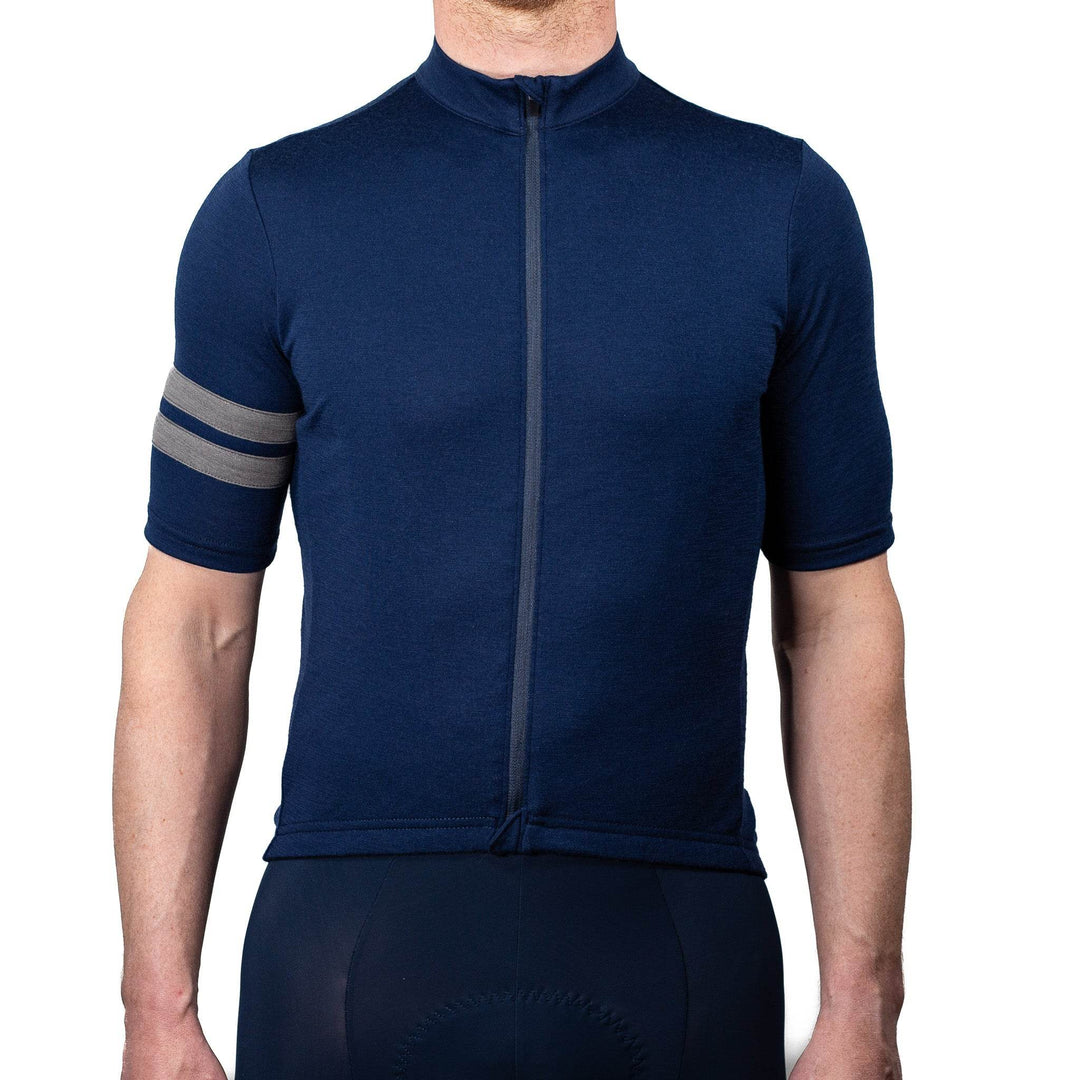 Every-Season Short Sleeve Merino Wool Cycling Jersey - Atlantic Blue - Pinebury