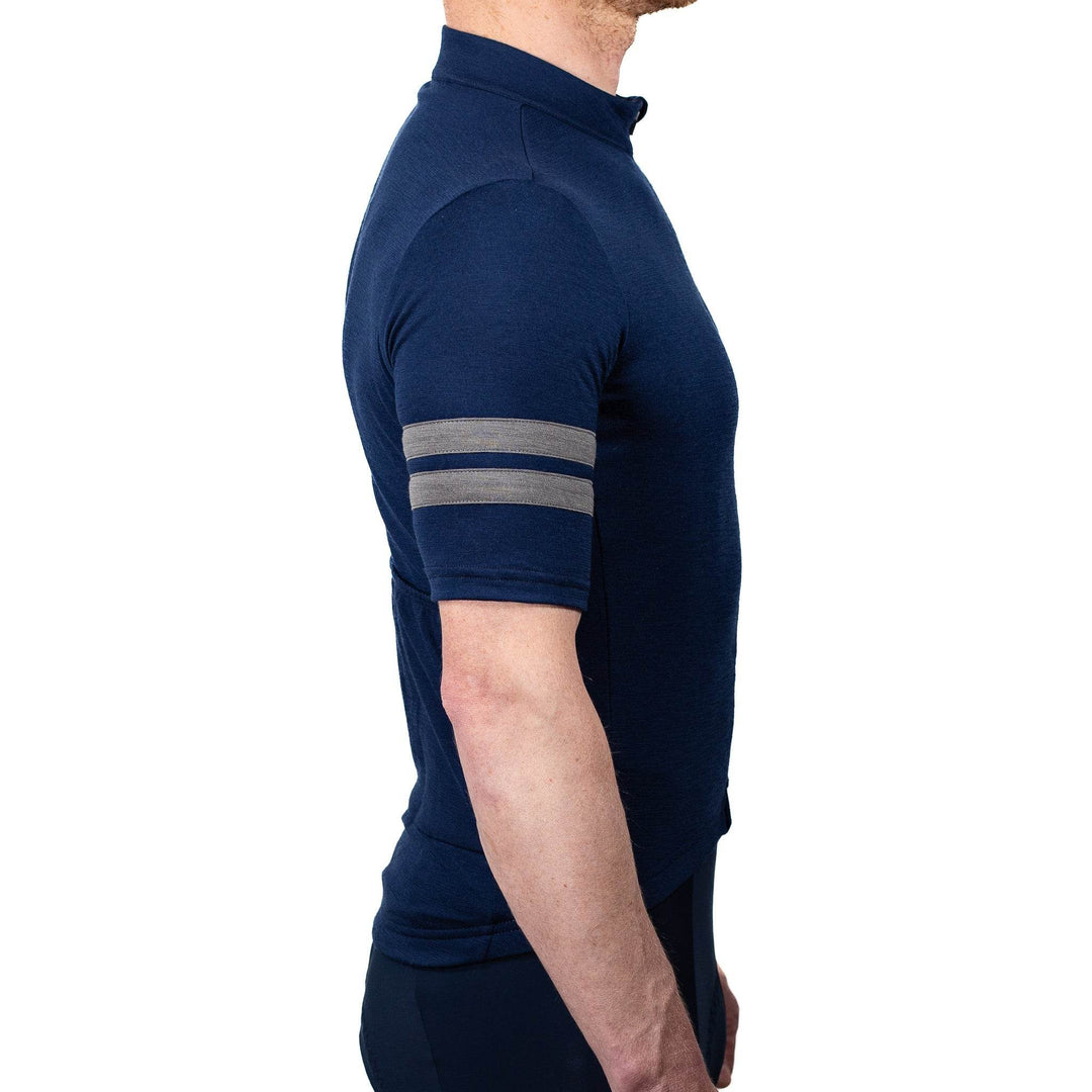 Every-Season Short Sleeve Merino Wool Cycling Jersey - Atlantic Blue - Pinebury
