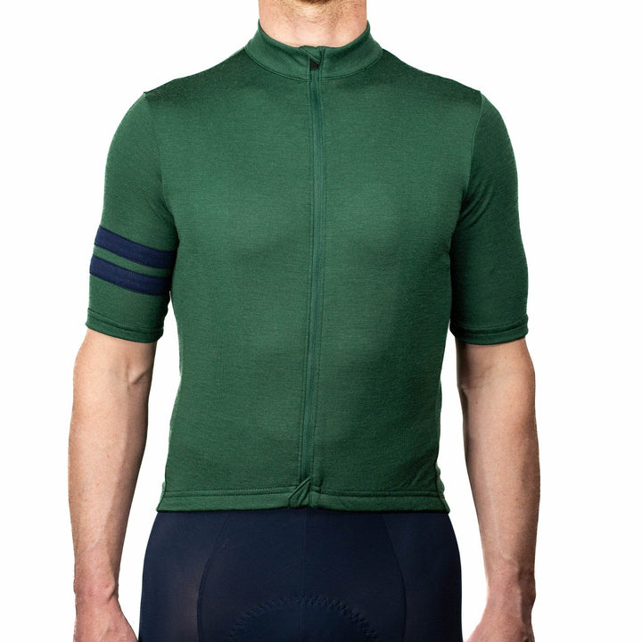 Every-Season Short Sleeve Merino Wool Cycling Jersey - Pine - Pinebury