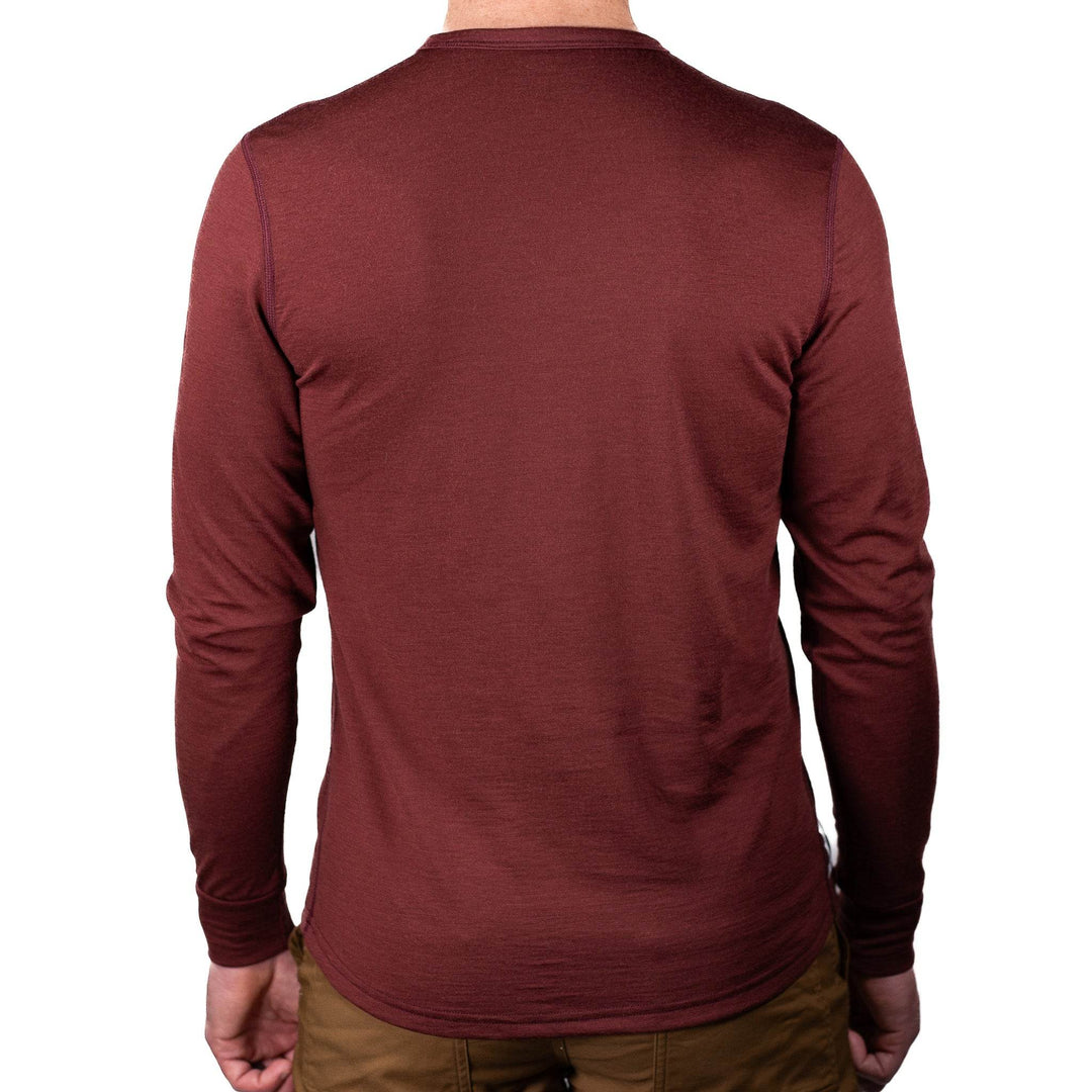 Every-Season Long Sleeve Merino Wool Pocket Tee - Brick Red - Pinebury