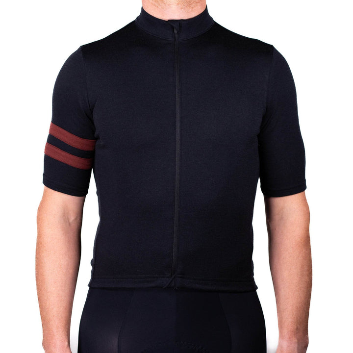 Grafton Short Sleeve Merino Wool Cycling Jersey - Black (Final Sale) - Pinebury