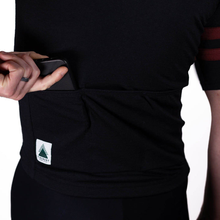 Grafton Short Sleeve Merino Wool Cycling Jersey - Black (Final Sale) - Pinebury