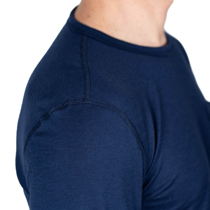 Every-Season Long Sleeve Merino Wool Tee - Atlantic Blue - Pinebury