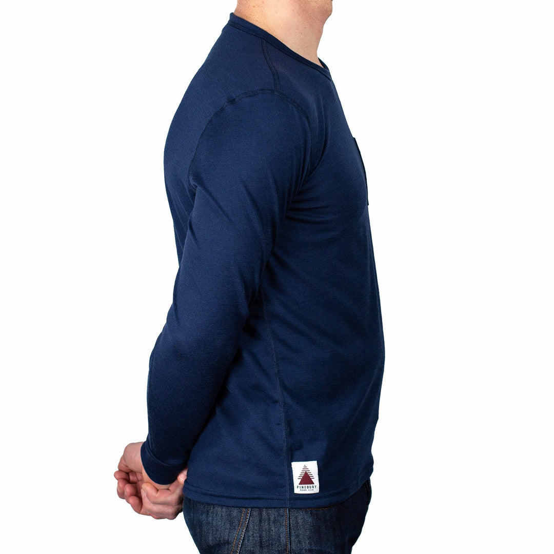 Every-Season Long Sleeve Merino Wool Tee - Atlantic Blue - Pinebury