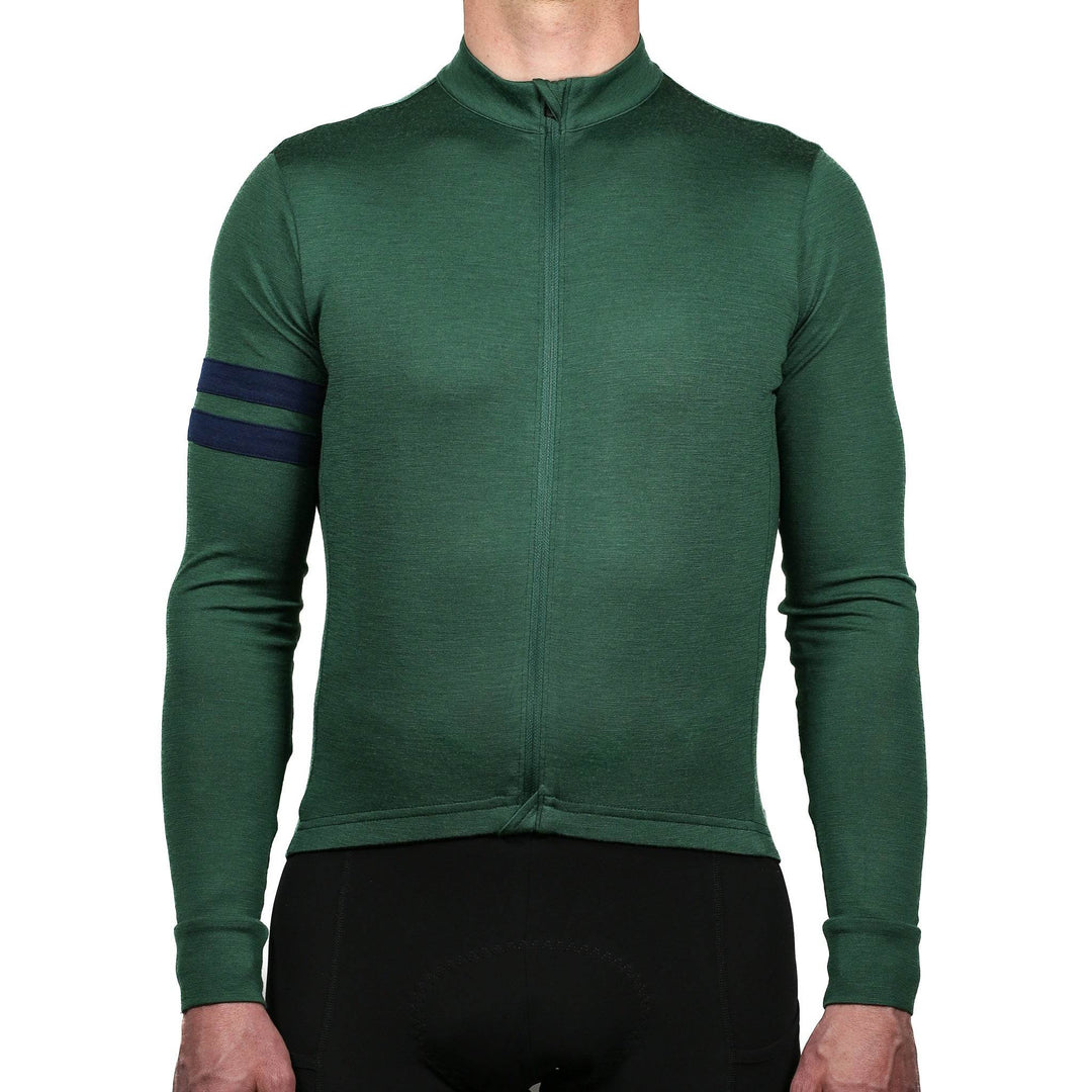 Every-Season Long Sleeve Merino Wool Cycling Jersey - Pine - Pinebury