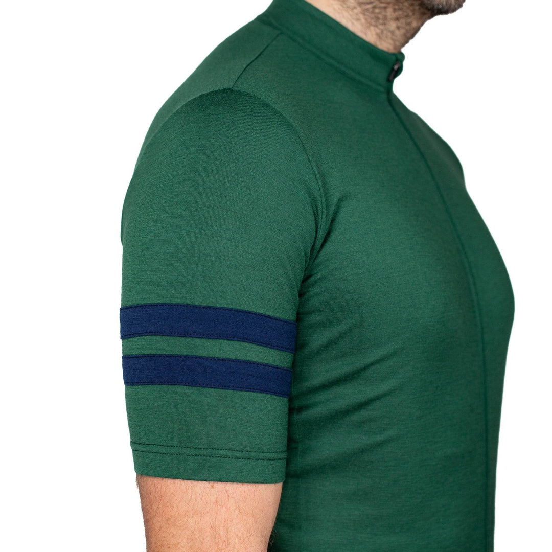 Every-Season Short Sleeve Merino Wool Cycling Jersey - Pine - Pinebury